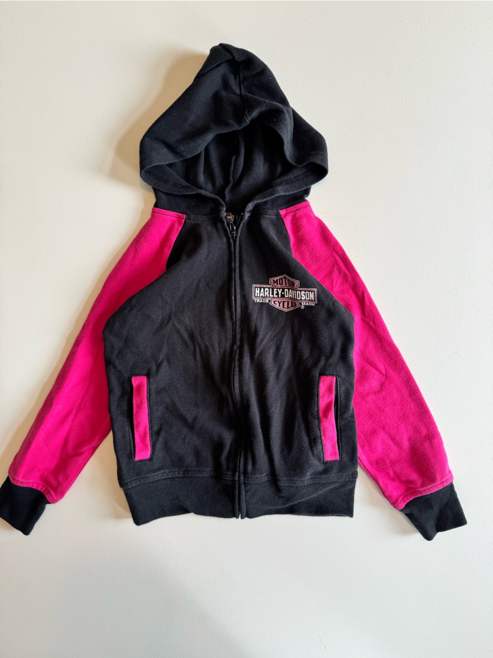 Harley-Davidson Black and Hot Pink Girls Zip Hoodie